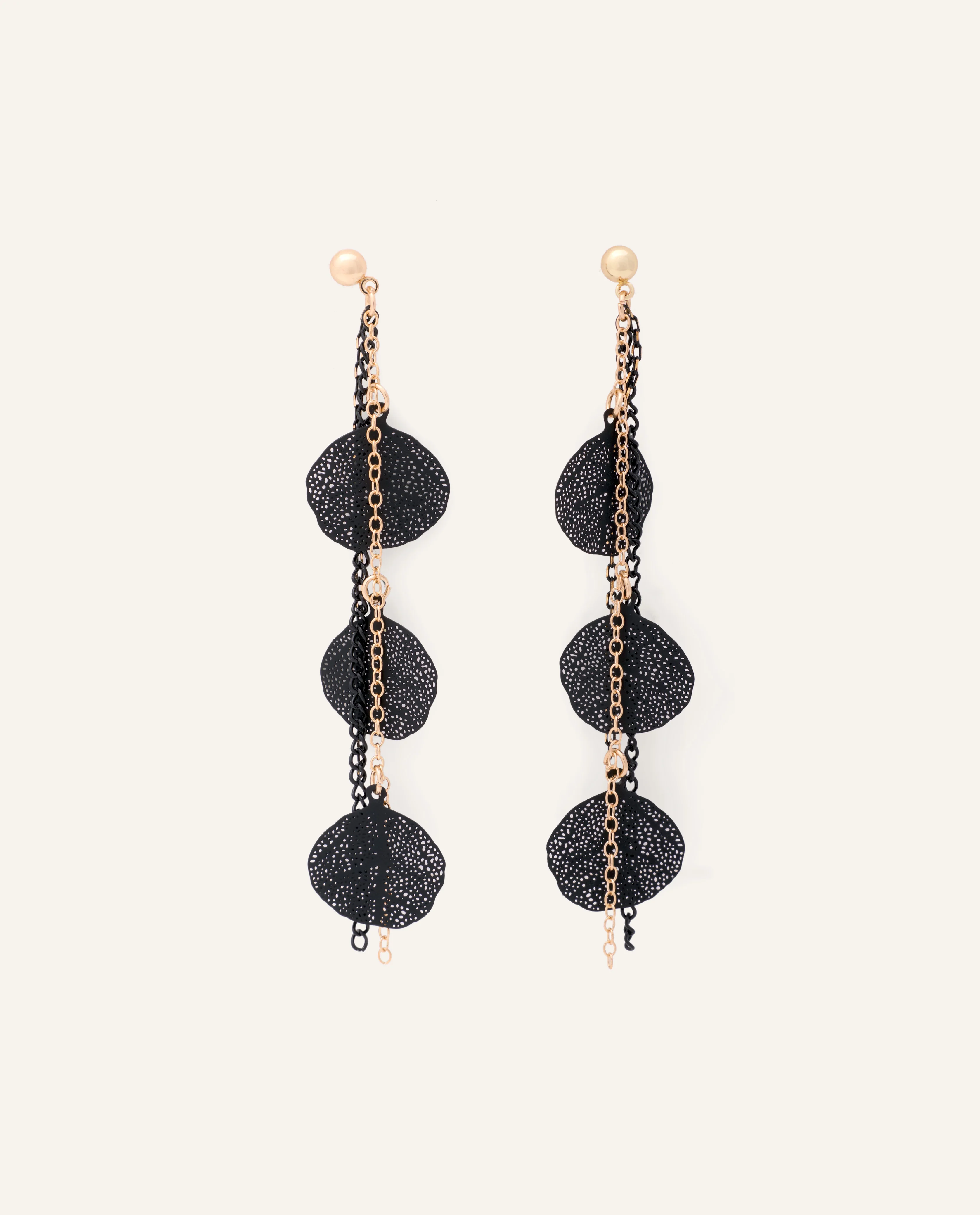 Arete Moda Largos Black Dorado