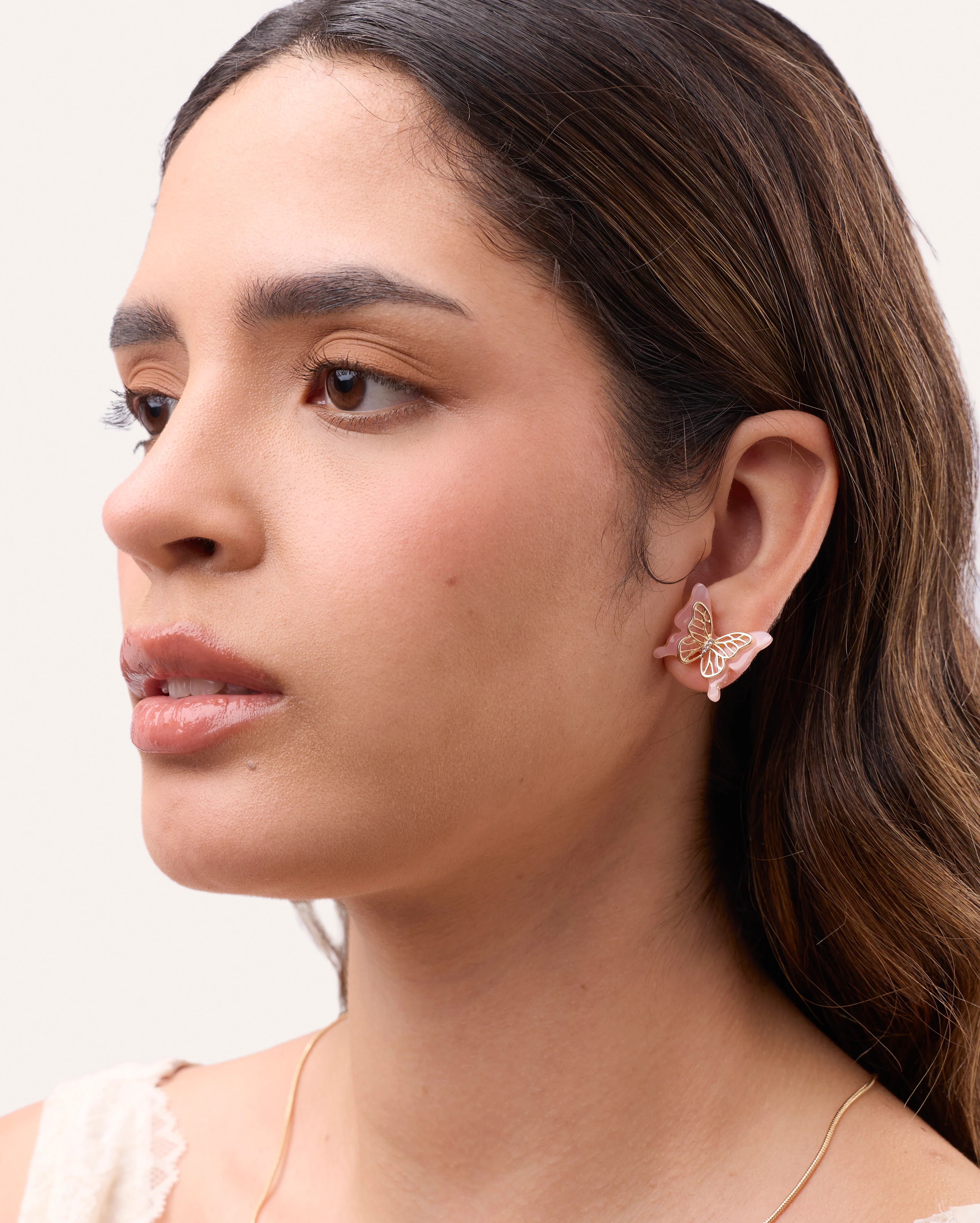 Arete moda mariposa rosado - Image 3