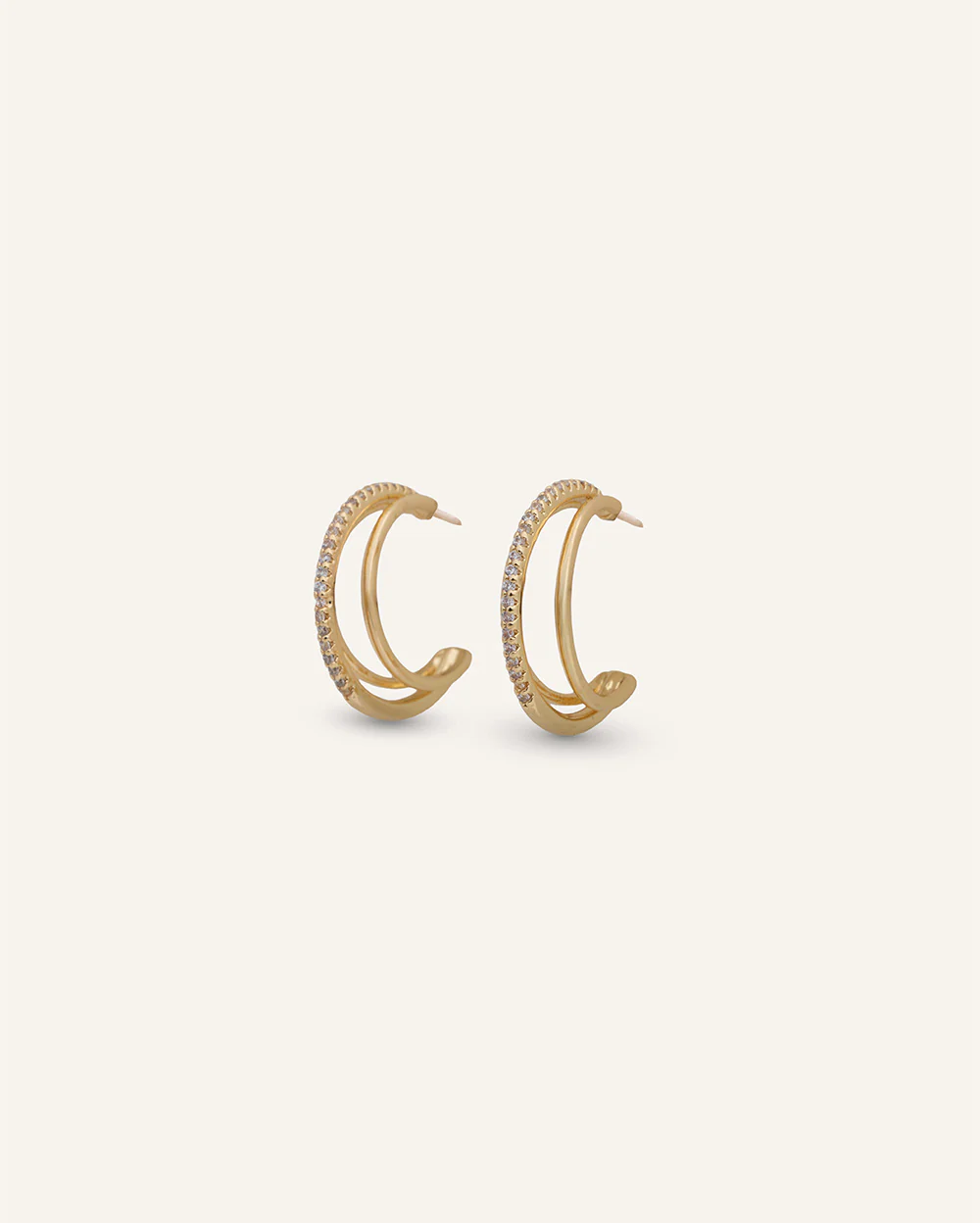 Aretes Argolla Premium Zircón Bañado en Oro Dorado - Image 2