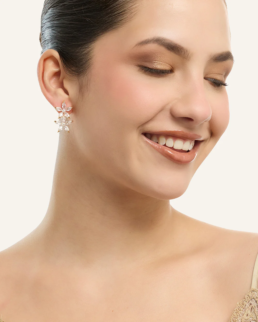 Aretes Drop Premium Zircón Bañado en Oro Dorado Na - Image 3