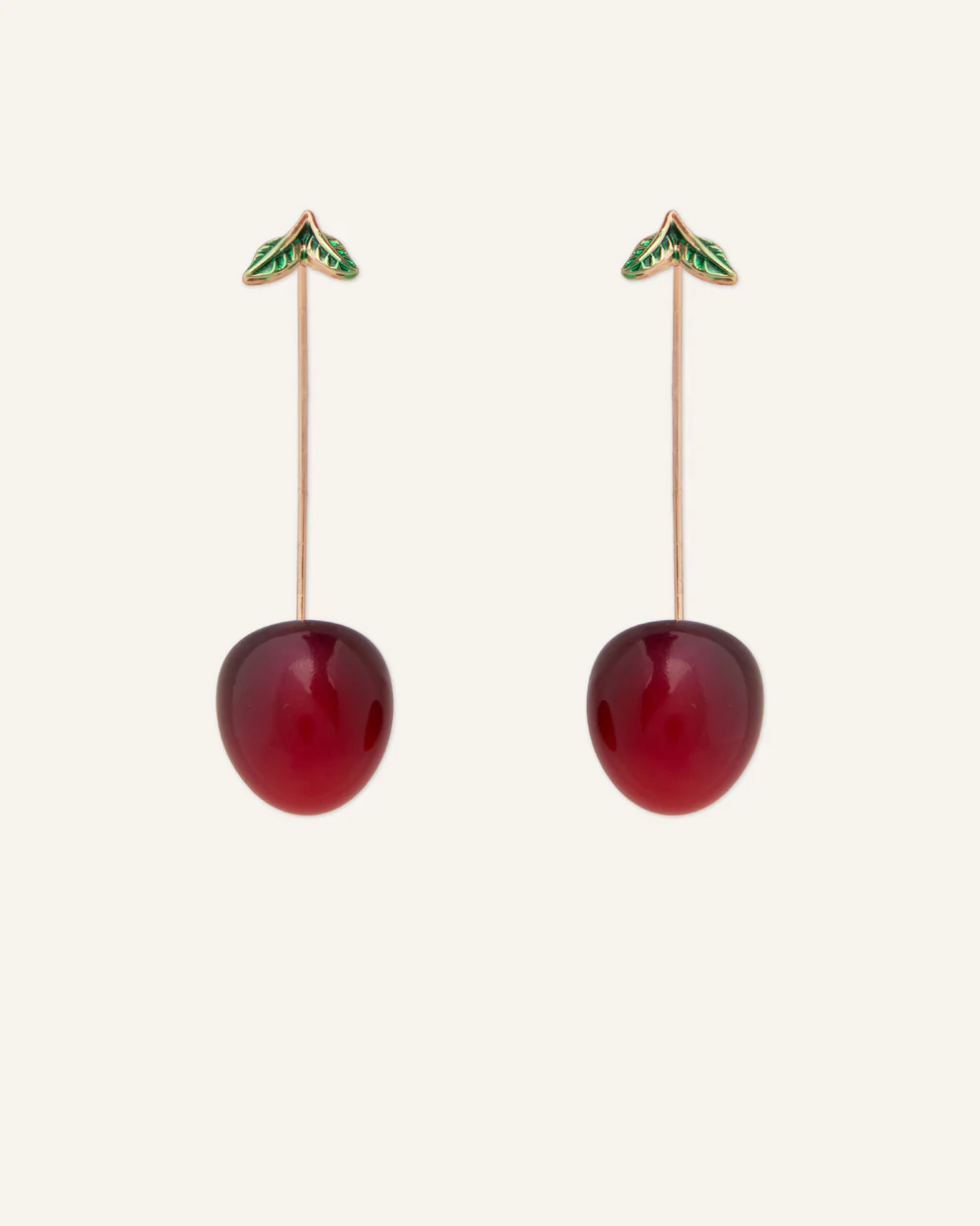 Aretes Largos Trendy Cerezas Burgundy