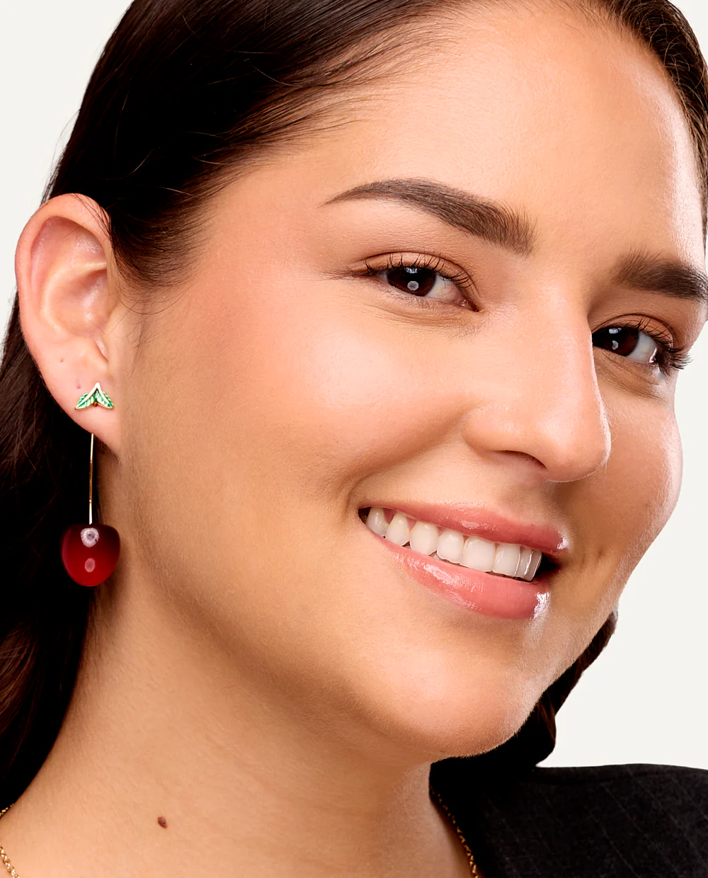 Aretes Largos Trendy Cerezas Burgundy - Image 2