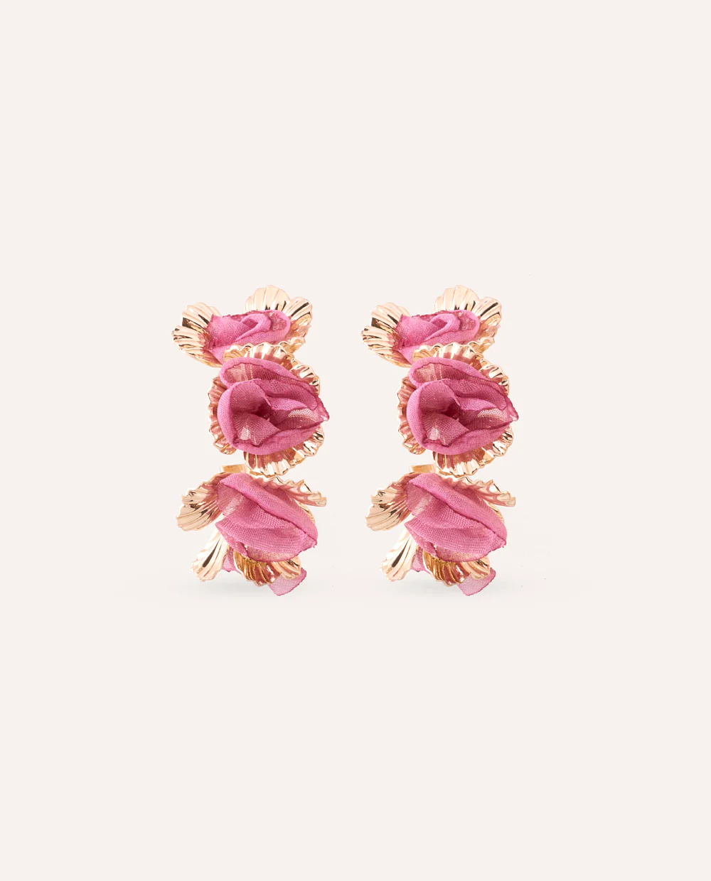 Aretes Moda Bloom Pink Dorado