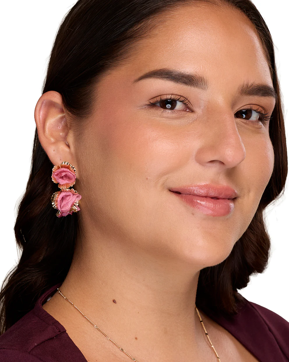 Aretes Moda Bloom Pink Dorado - Image 2