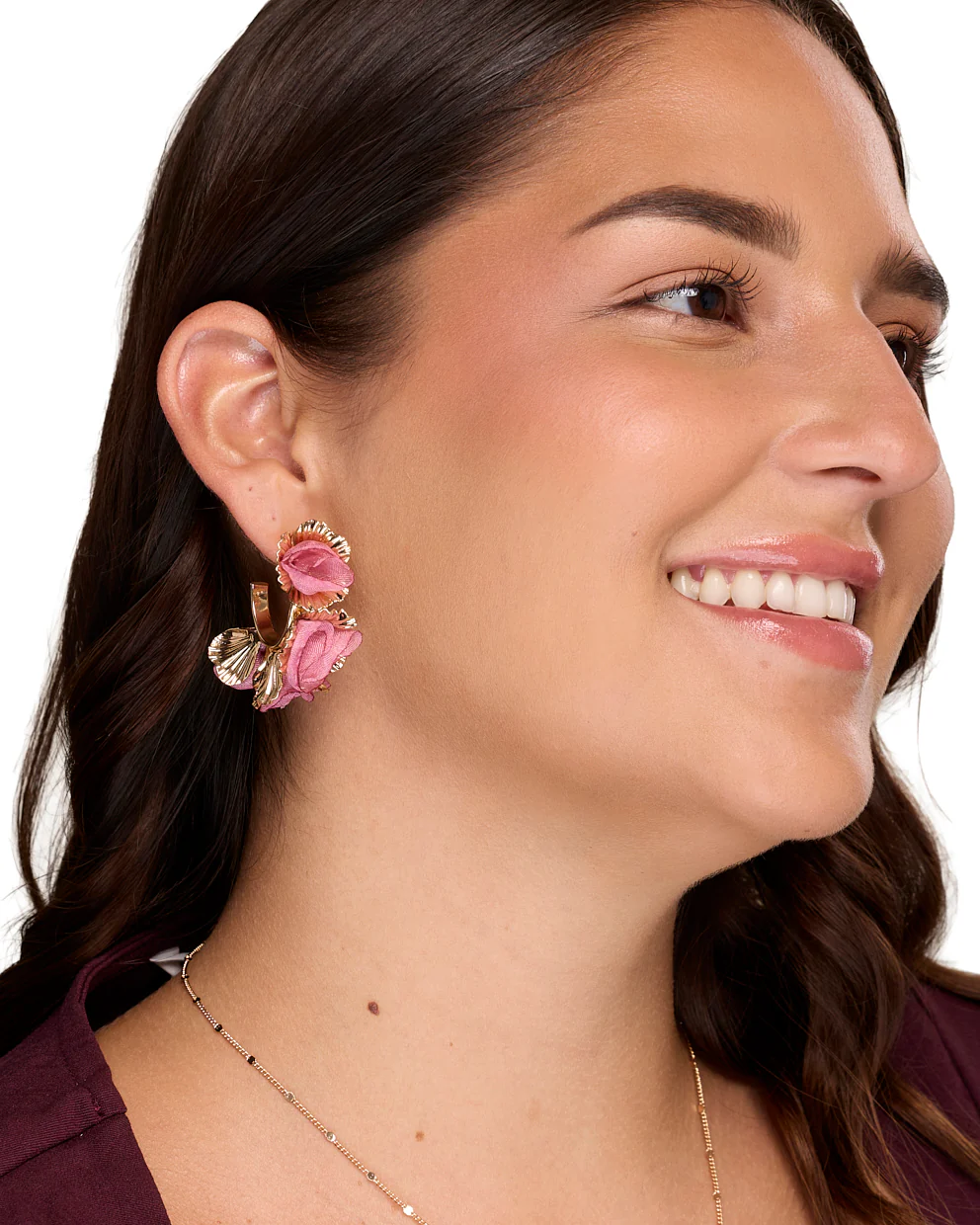 Aretes Moda Bloom Pink Dorado - Image 3