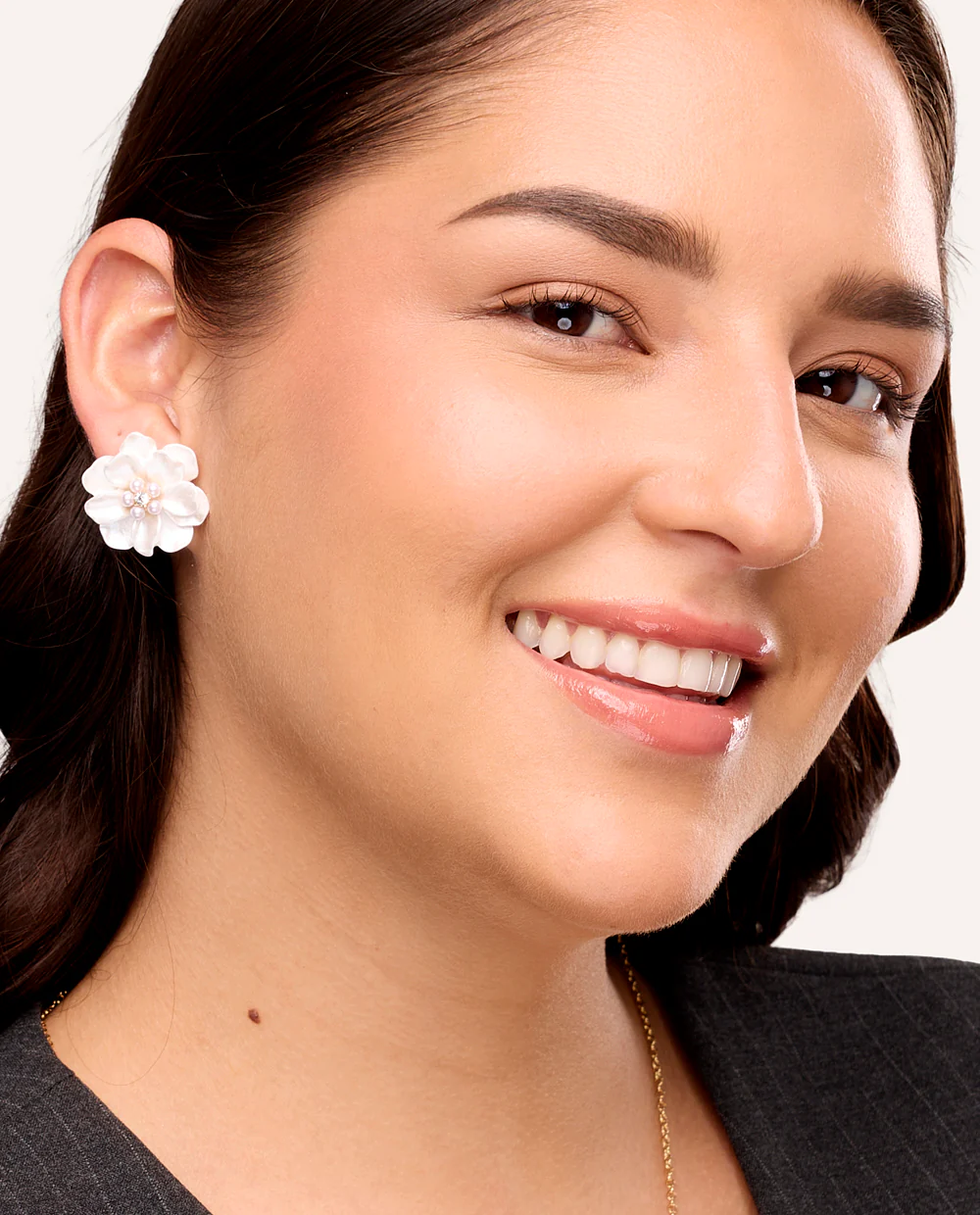 Aretes Moda Flor Blanco - Image 2