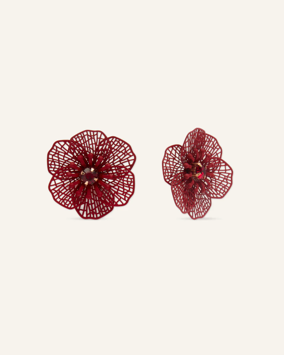 Aretes Moda Flor Burgundy