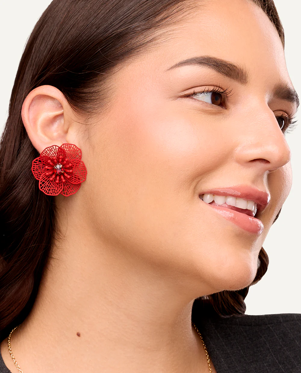 Aretes Moda Flor Burgundy - Image 2