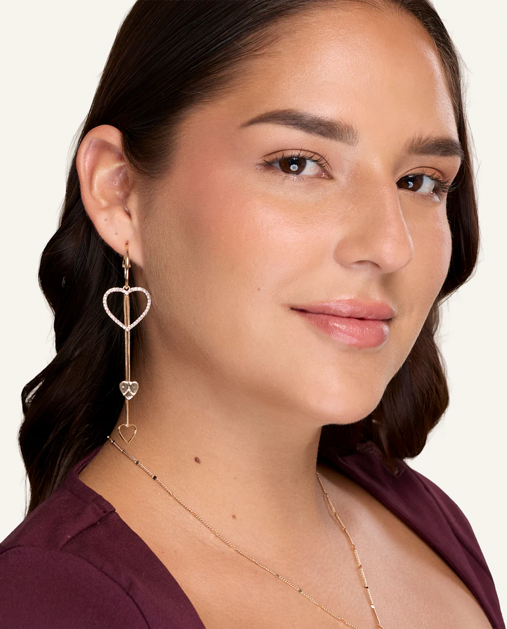 Aretes Moda Heart Line Dorado - Image 3
