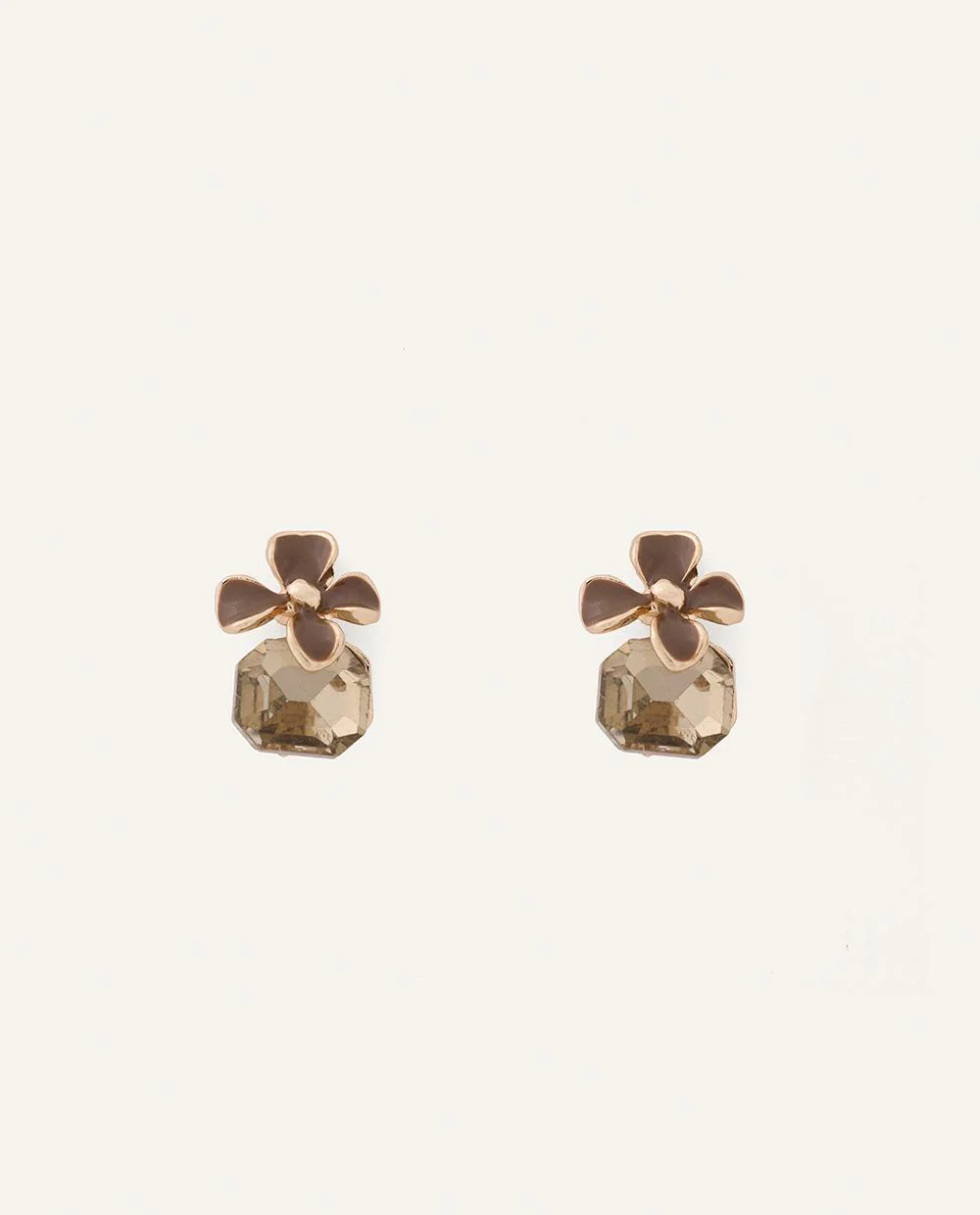 Aretes Moda Pegado Flor Dorado