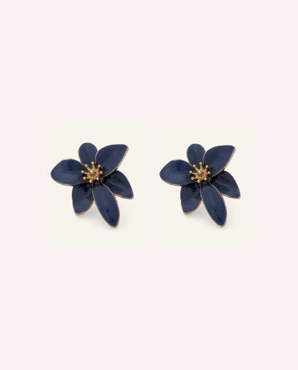 Aretes Moda Pegado Petal Blue Dorado