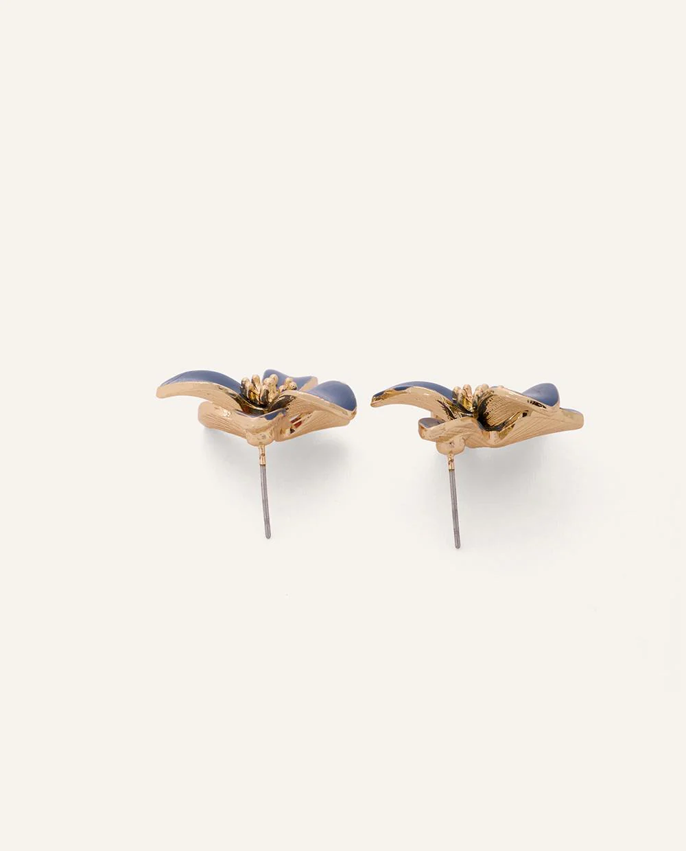 Aretes Moda Pegado Petal Blue Dorado - Image 4