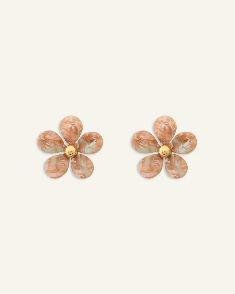 Aretes Trendy de Resina con Diseño de Flor y Centro Dorado