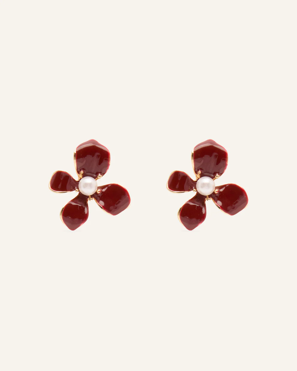 Aretes Trendy Flor Burgundy