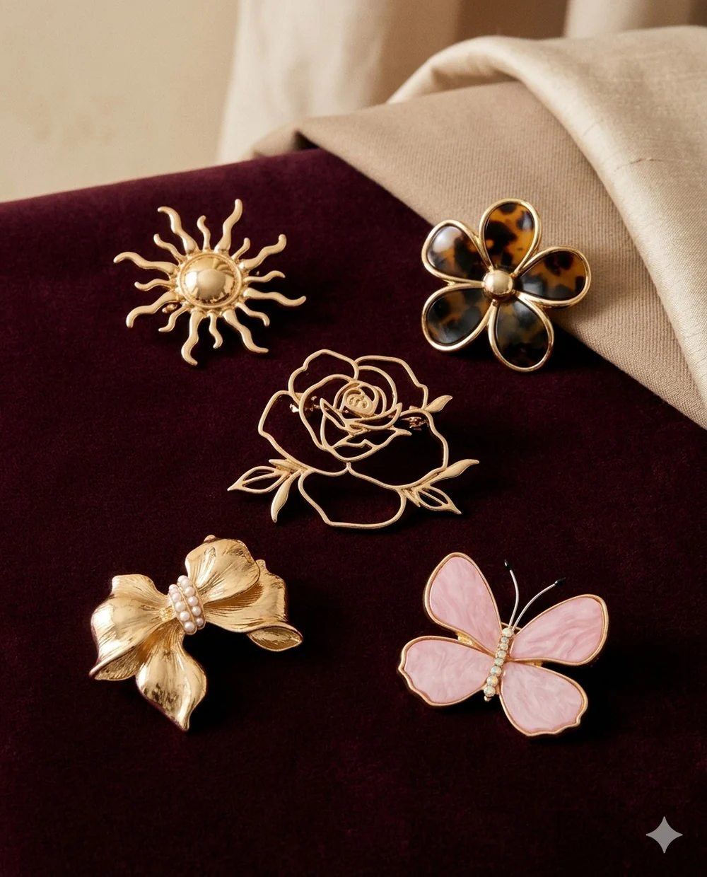Broche Prendedor Moda Rosa Line Dorado - Image 2