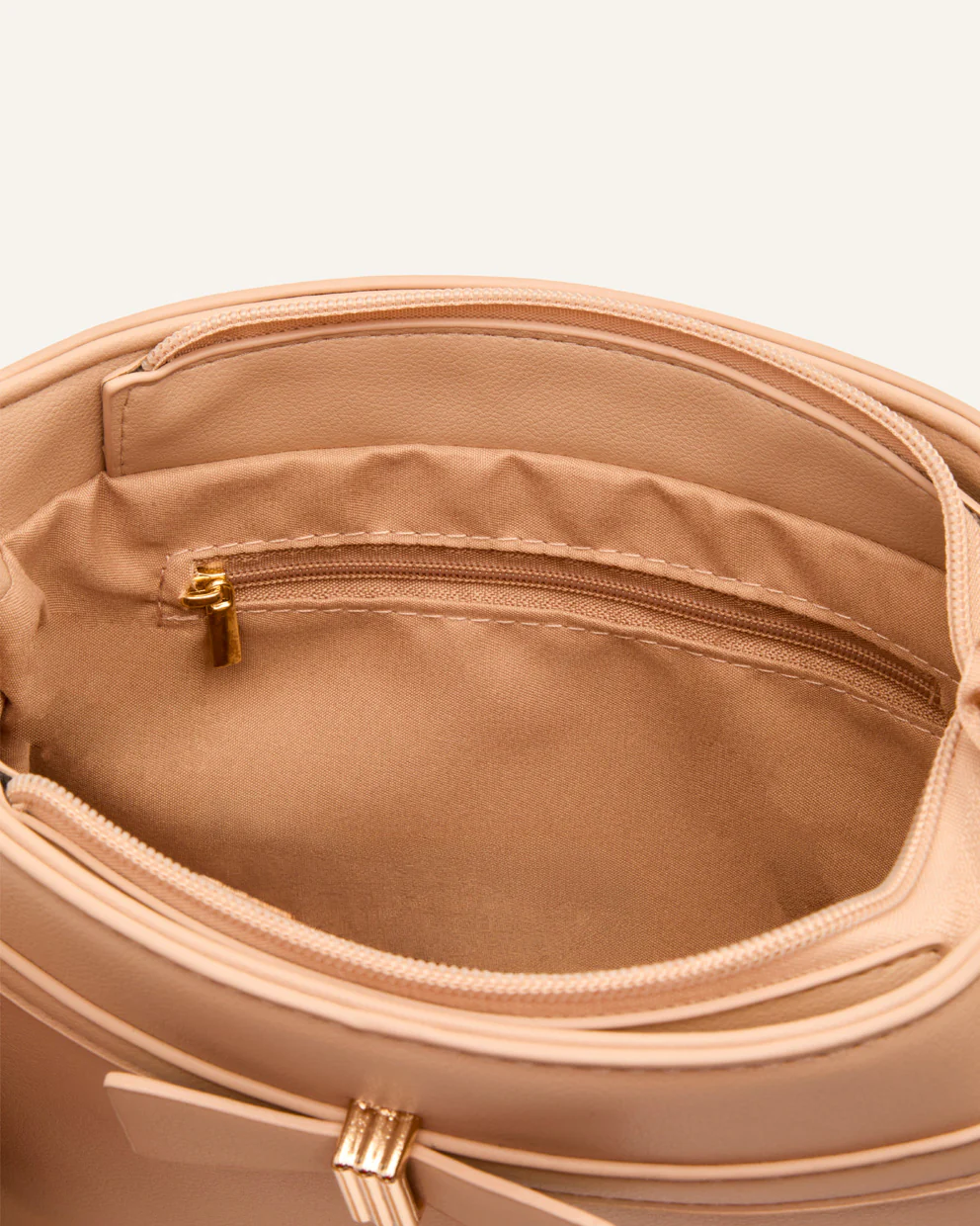 Cartera Crossbody PU Moda Lazo Beige - Image 5