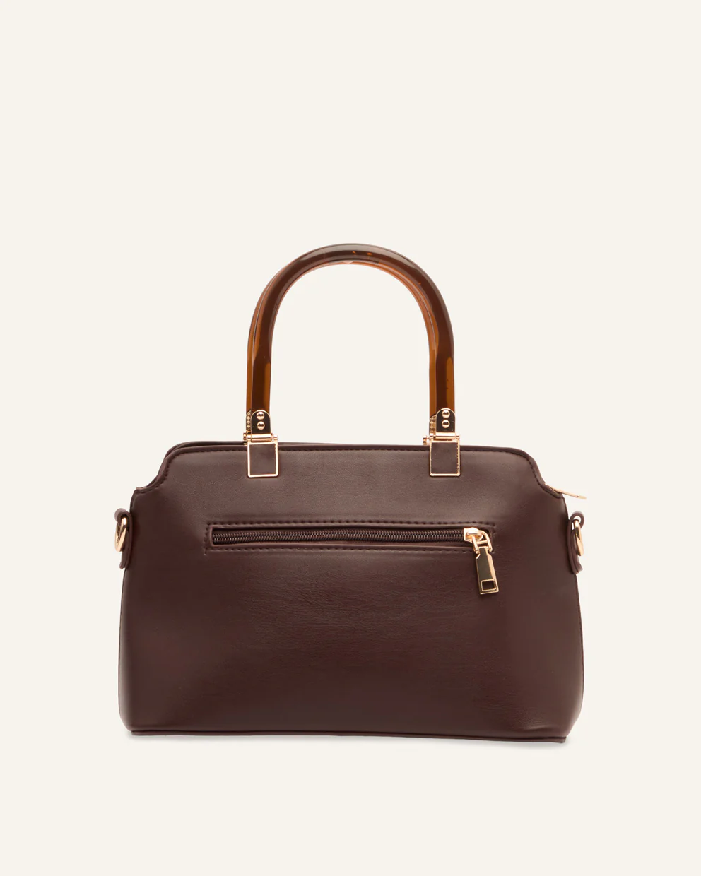Cartera de Mano Estructurada PU Moda Marrón - Image 3