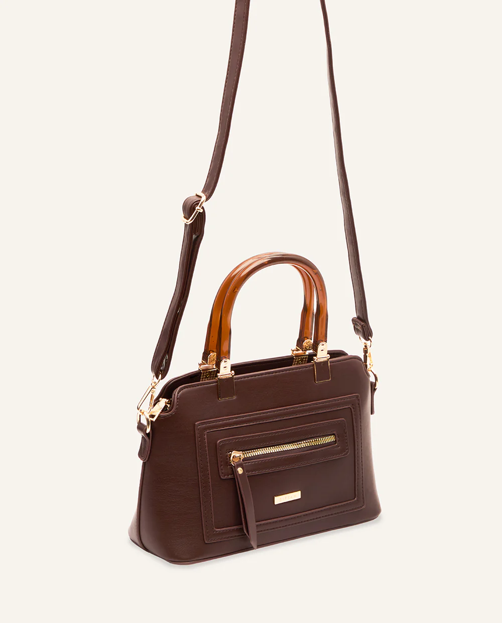 Cartera de Mano Estructurada PU Moda Marrón - Image 4