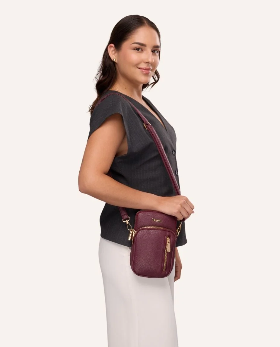 Cartera Porta Celular PU Moda Burgundy