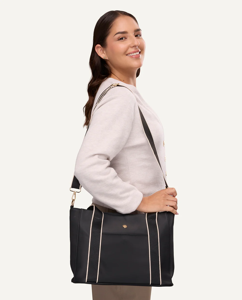 Cartera Tote Nylon Moda Negro - Image 2