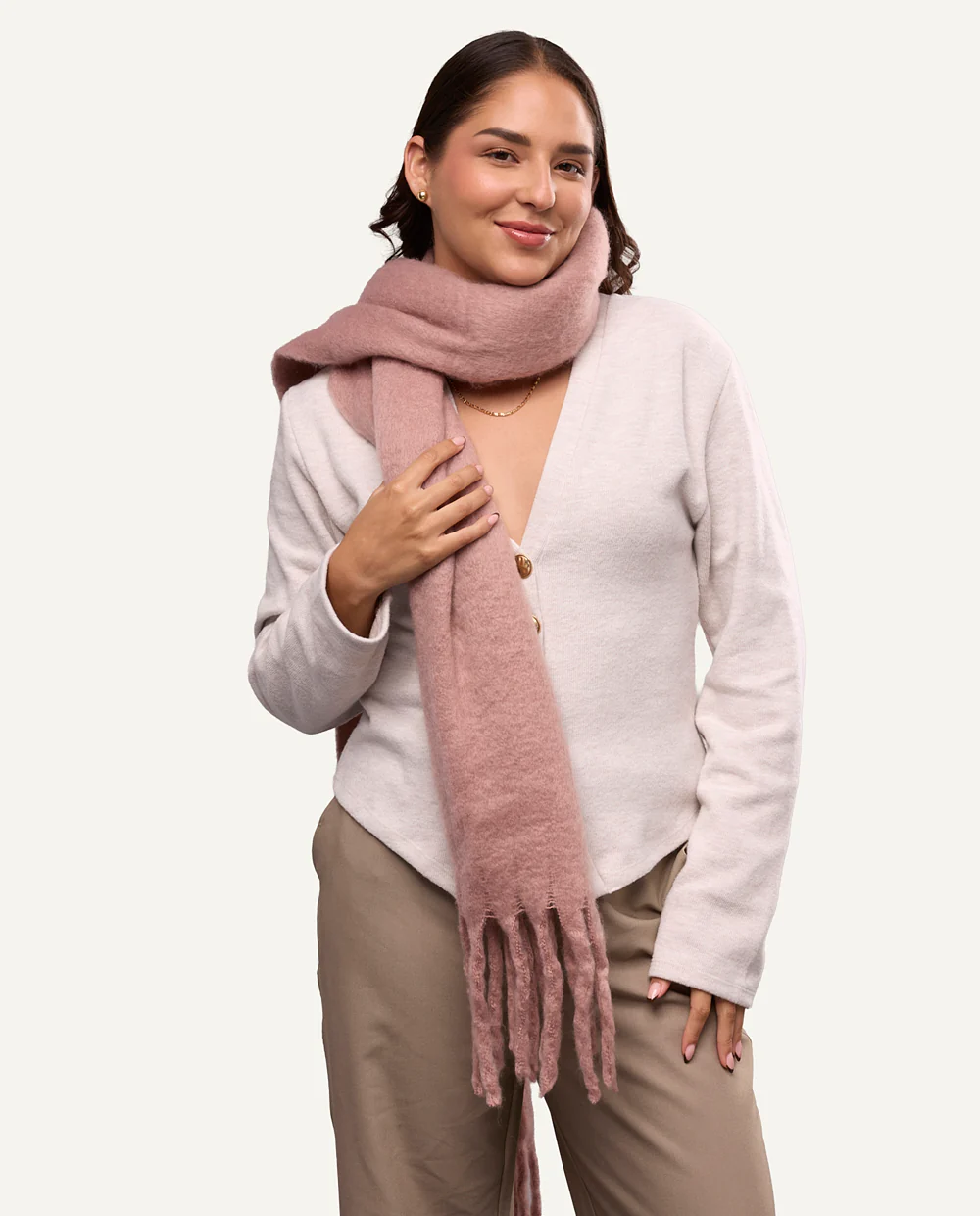 Chalina Soft Con Flecos Rosa
