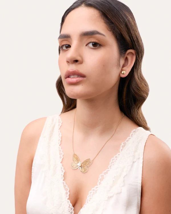Collar + aretes moda con dije de mariposa - Image 3