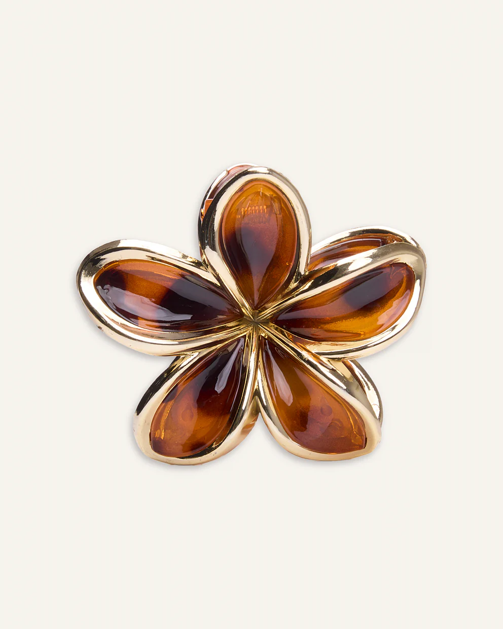 Gancho Flor Acrílico Dorado