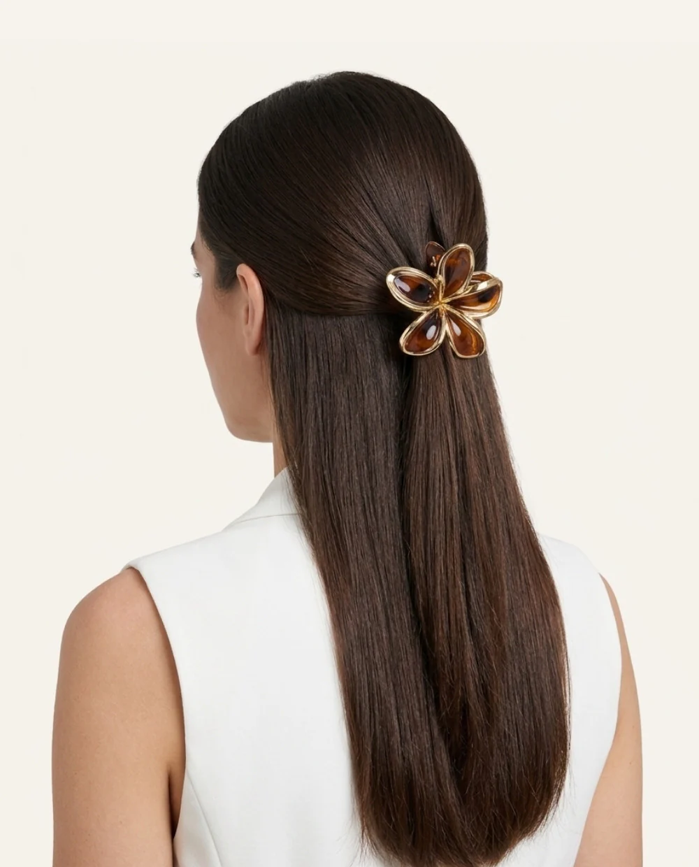 Gancho Flor Acrílico Dorado - Image 2