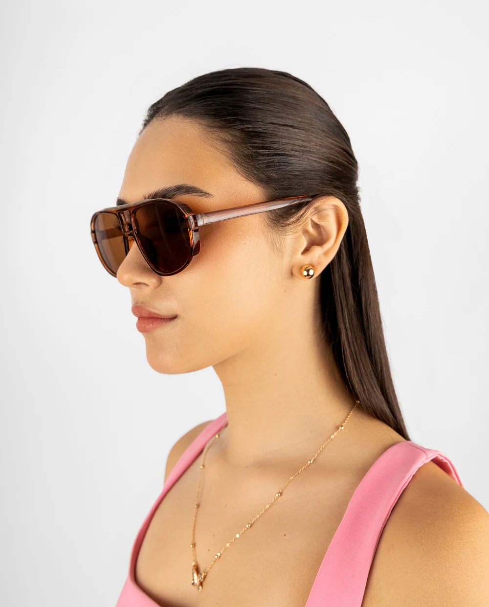 Lentes de sol marrones estilo aviador - Image 4