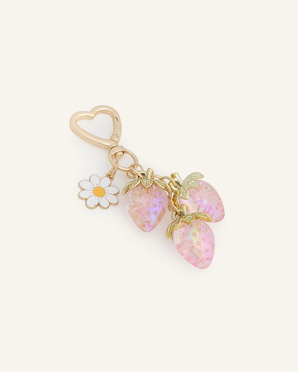 Llavero Fresas y Flor Rosa