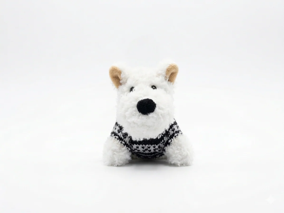 Llavero Pets Peluche Perrito Con Chompa Blanco