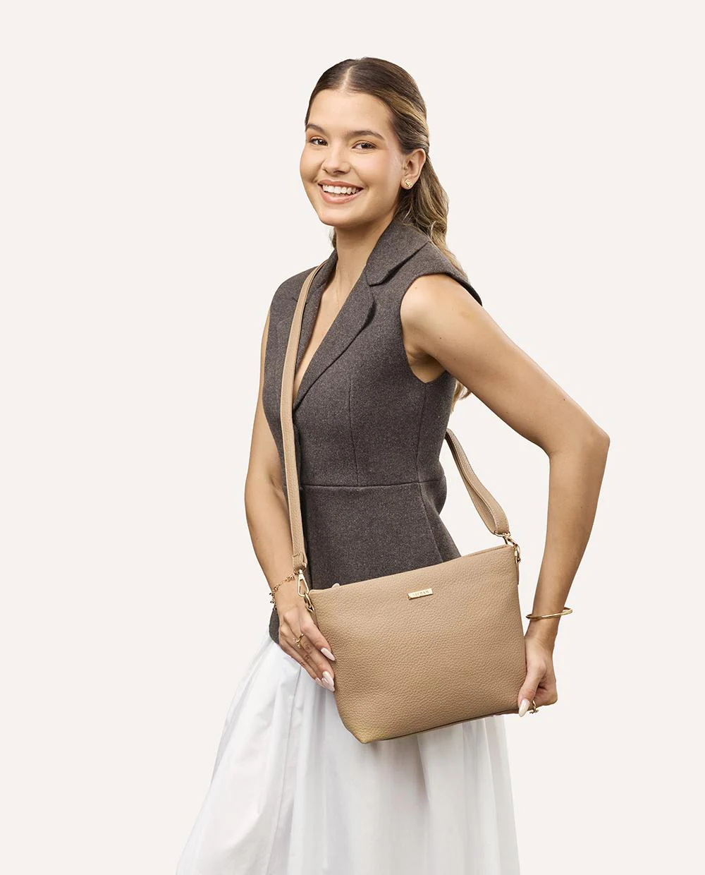 Morral Crossbody Essencial Moda Beige - Image 3