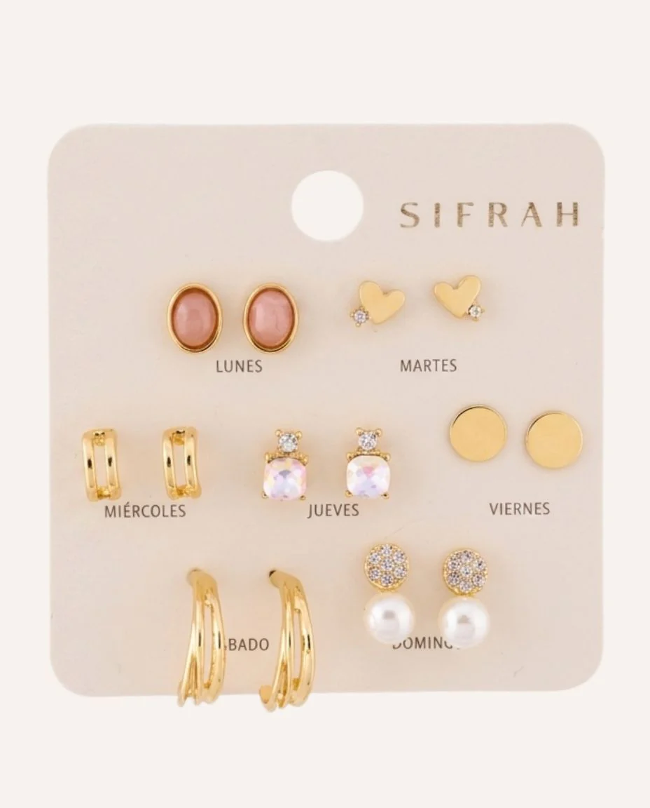 Set Aretes Moda Minimal Dorado