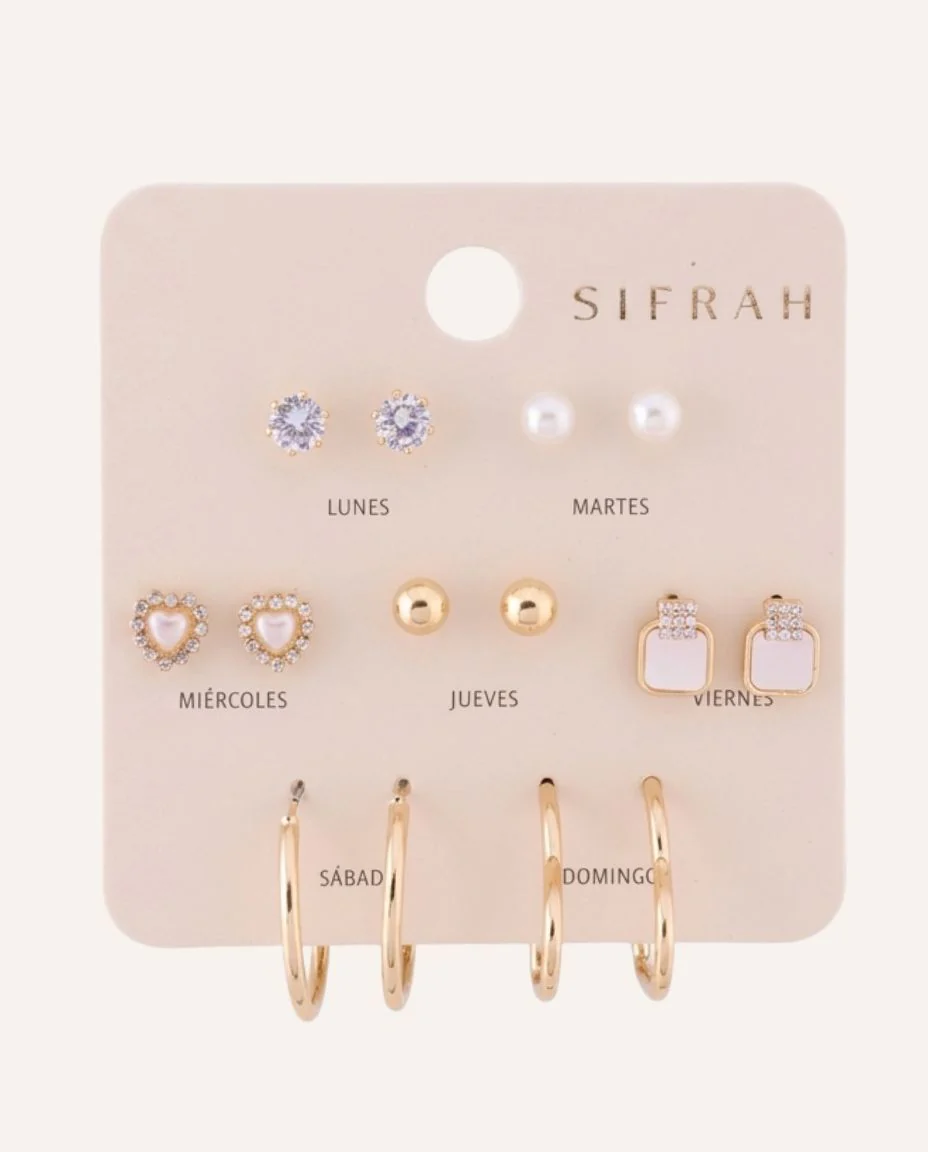 Set Aretes Moda Mix Dorado