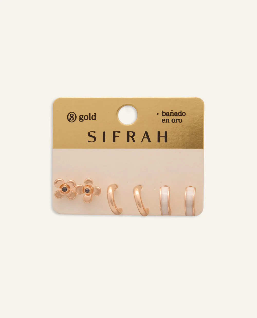 Set Aretes Premium Bañado en Oro Dorado 3 Und - Image 2