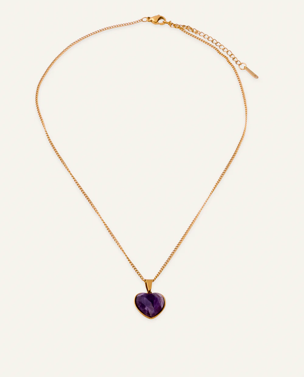 Set Collar + Arete Acero Inoxidable Bañado en Oro Corazón Morado - Image 3