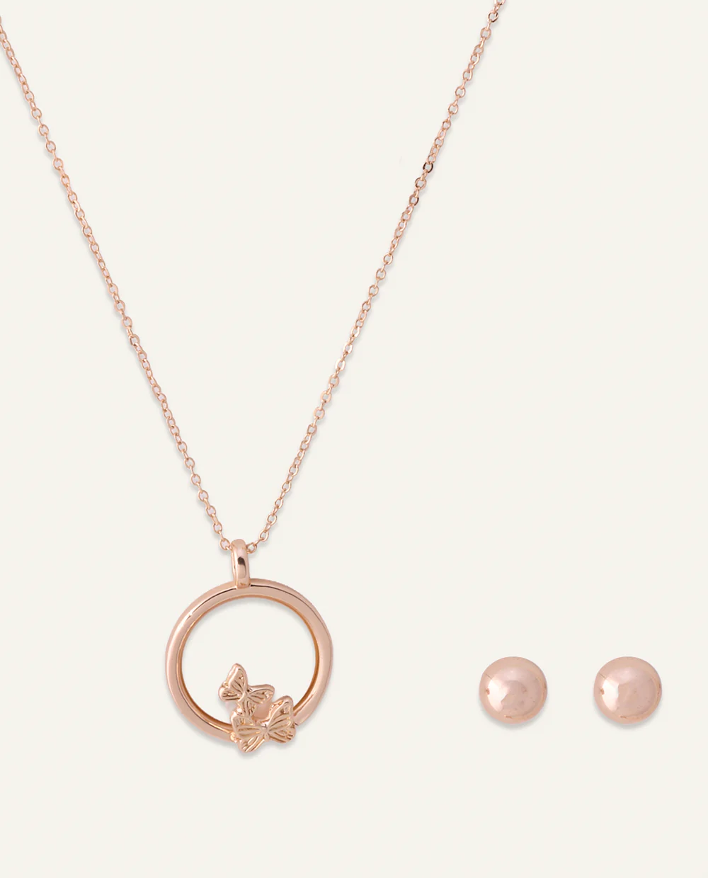 Set Collar + Arete Aura Moda Circle Dorado