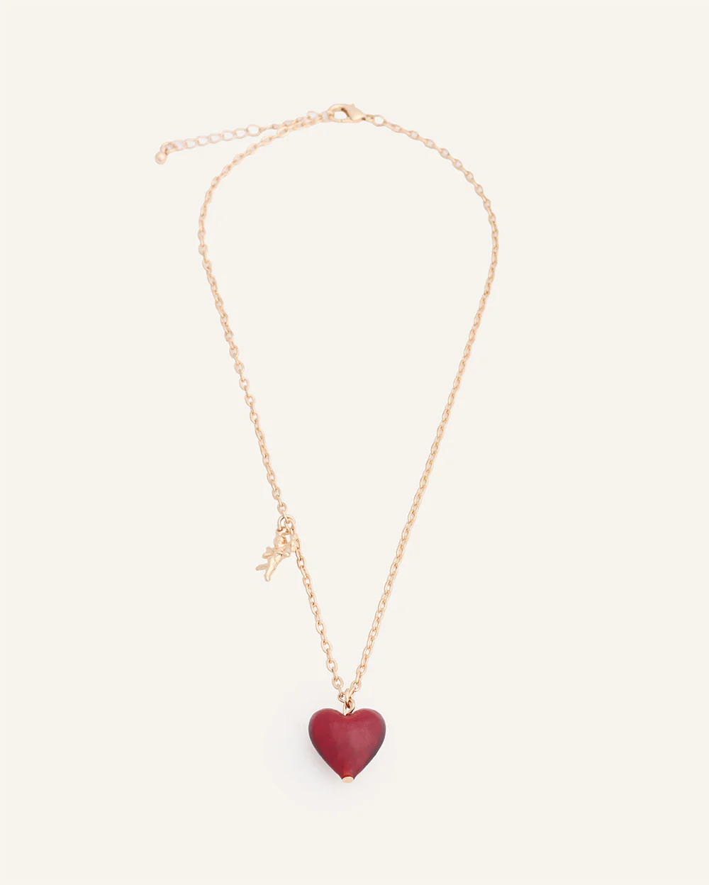 Set Collar + Arete Corazón Cupido Dorado