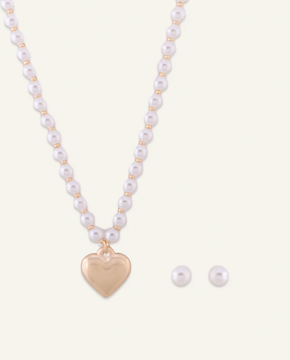 Set Collar + Arete Moda Heart Drop Dorado