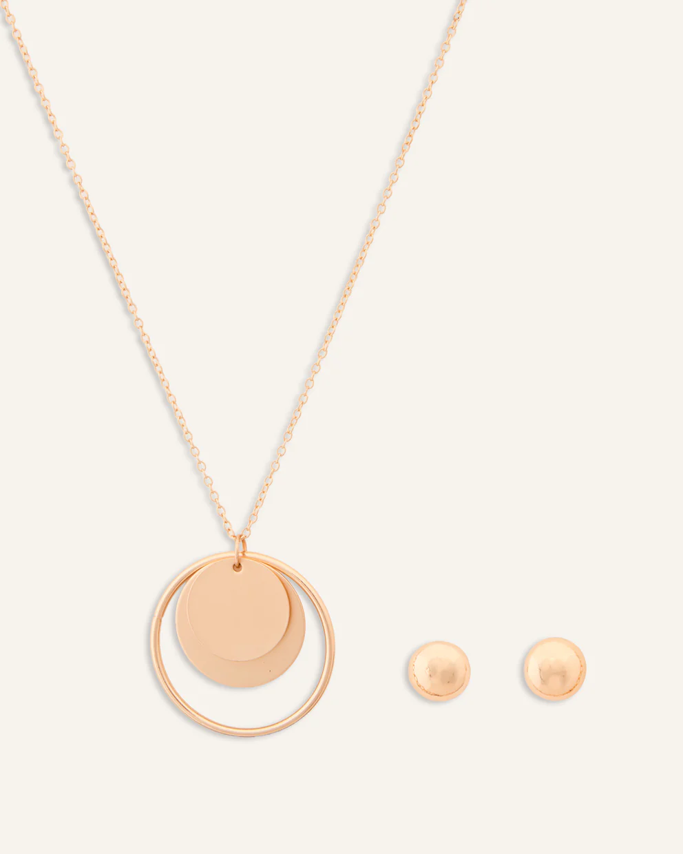 Set Collar + Arete Trendy Circle Dorado
