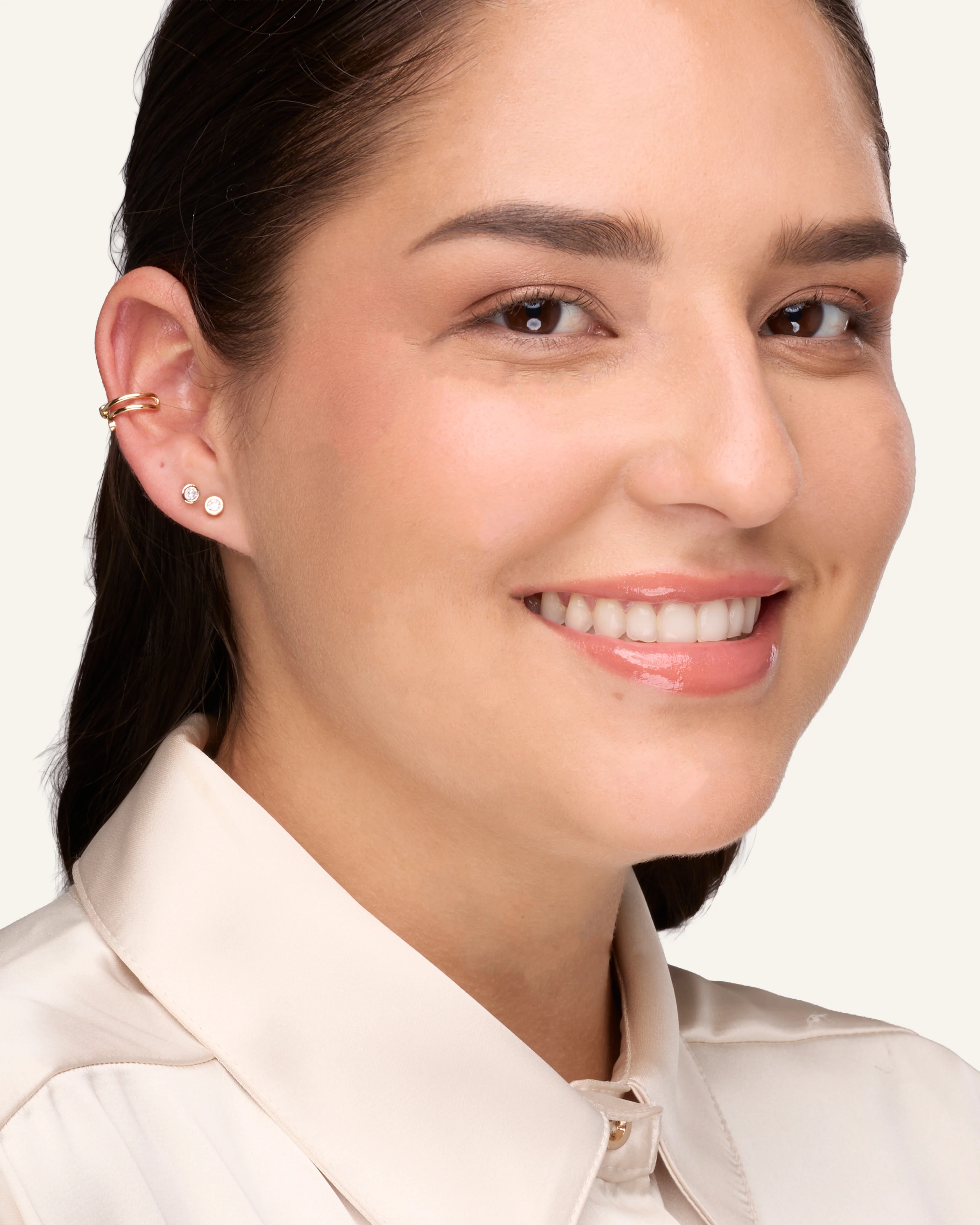 Set Earcuff Premium Zircón Bañado en Oro Minimal Dorado - Image 2