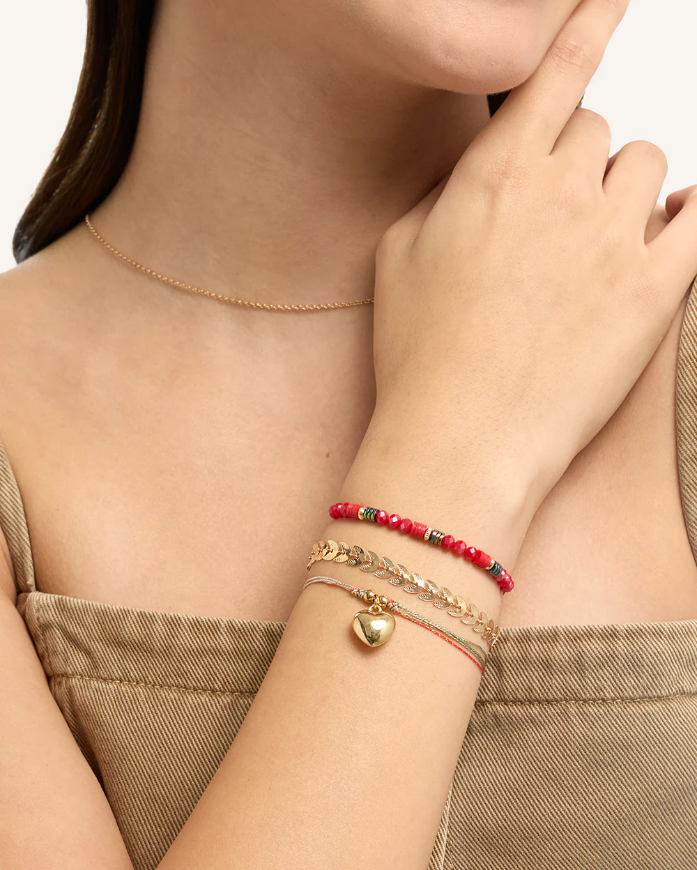 Set Pulseras Regulables Trendy Corazón Dorado - Image 2