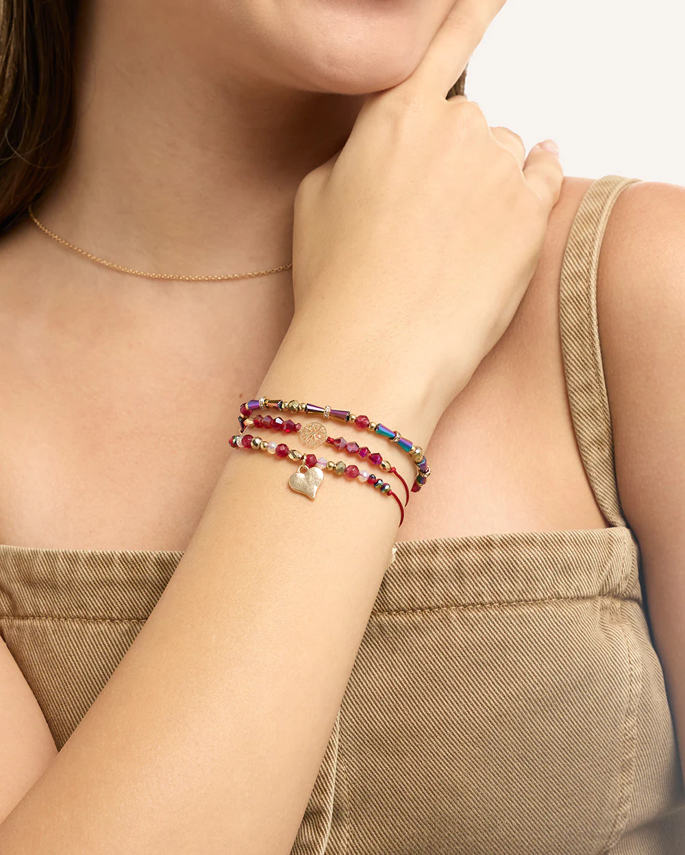 Set Pulseras Regulables Trendy Corazón Dorado - Image 2