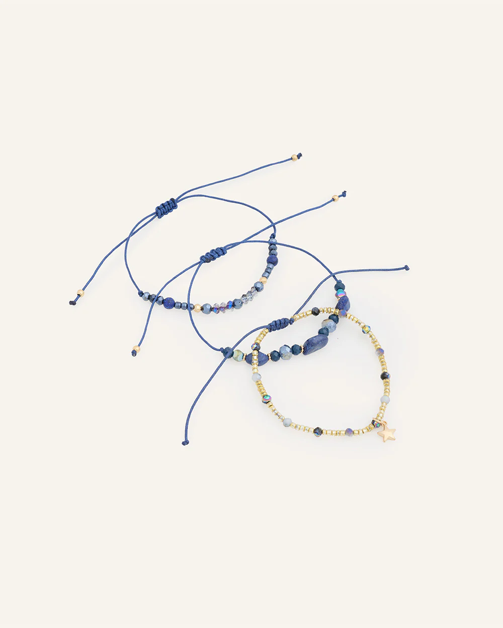 Set Pulseras Regulables Trendy Estrella Dorado