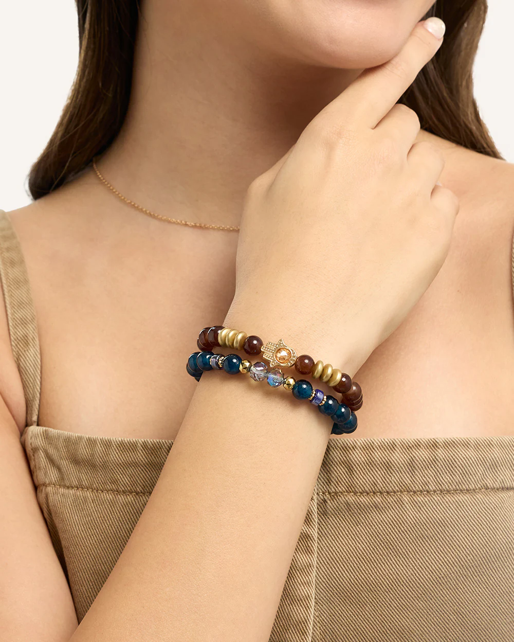 Set Pulseras Trendy Hamsa Dorado - Image 3