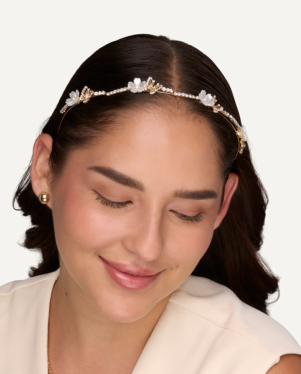 Vincha Moda Flores Dorado - Image 2