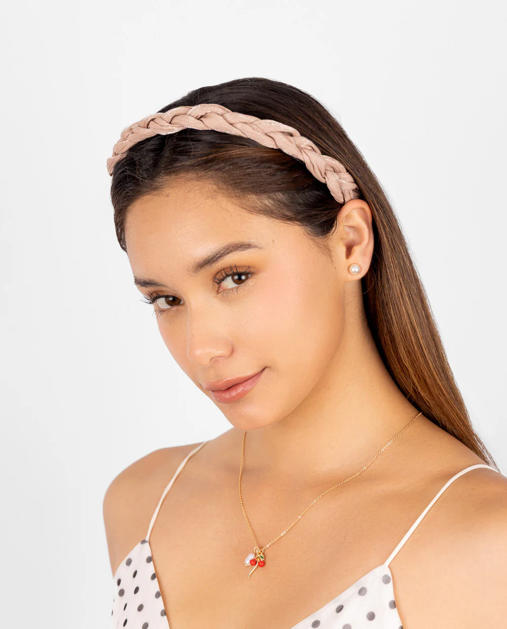 Vincha rígida rosa trenzada - Image 3